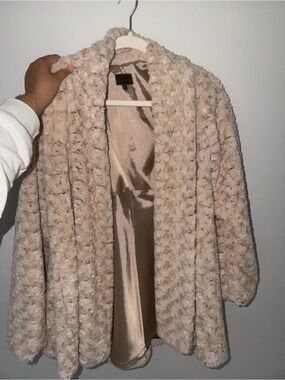 Staples Faux Fur open front coat jacket
